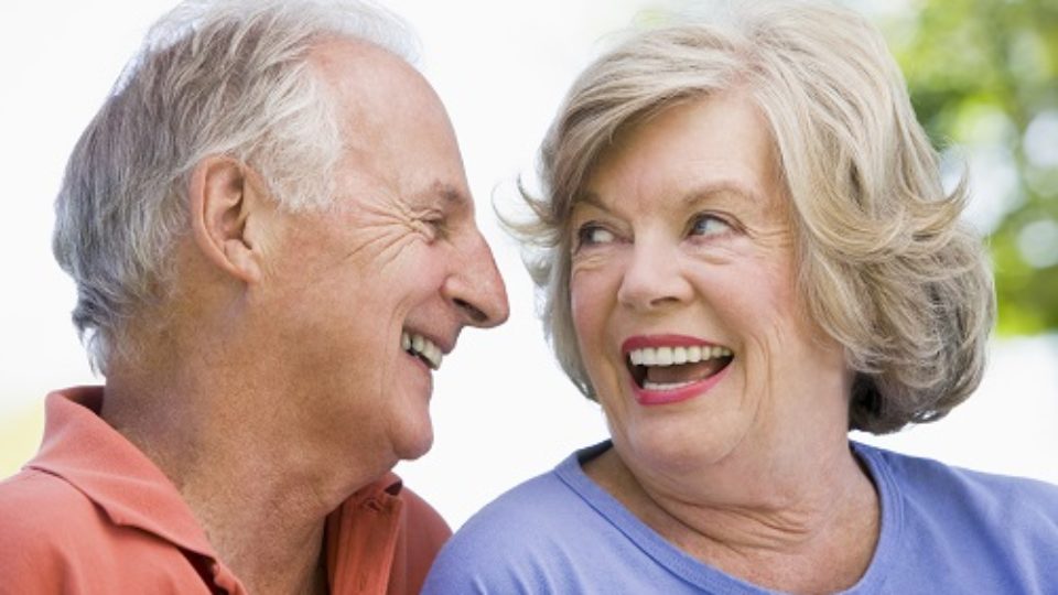 Senior couple relaxing outside