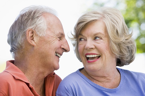 Senior couple relaxing outside